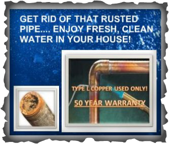 Picture / info graphic - eliminate rusted pipe - enjoy fresh clean water in your house.