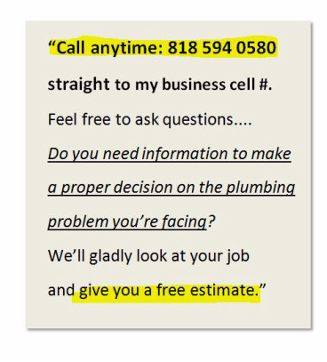 info graphic: Champion Plumbing contact information. Call 818 594 0580